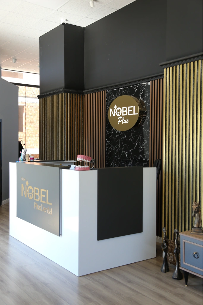 The reception desk at Nobel Plus